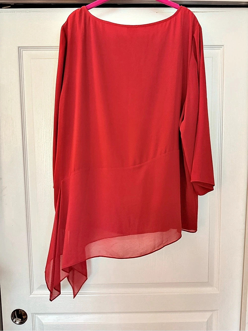 Like New Chico's Red Asymmetric Hem Tunic